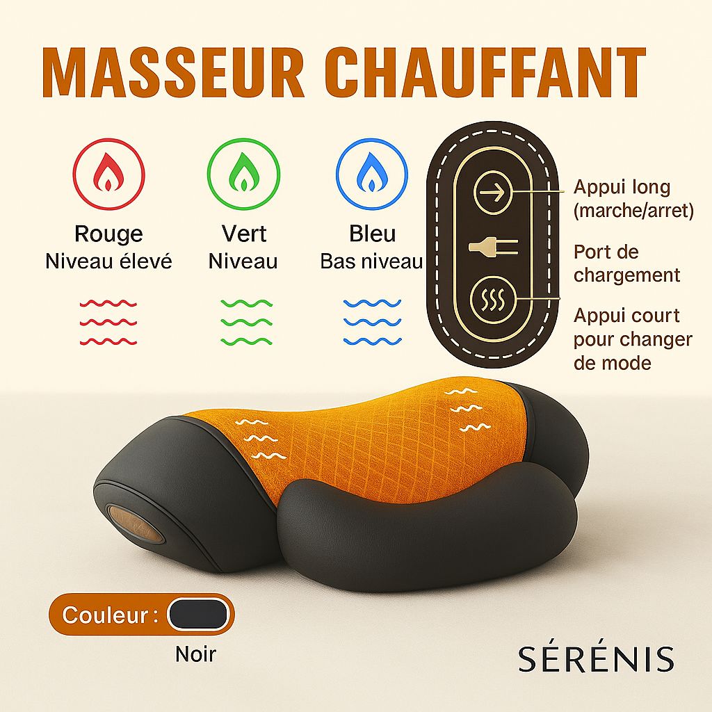 Sérénis RelaxTherm – Coussin de Massage Cervical Chauffant USB