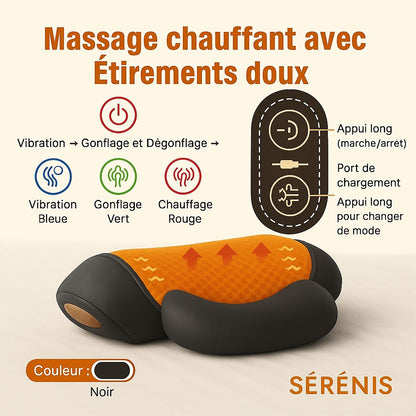 Sérénis RelaxTherm – Coussin de Massage Cervical Chauffant USB