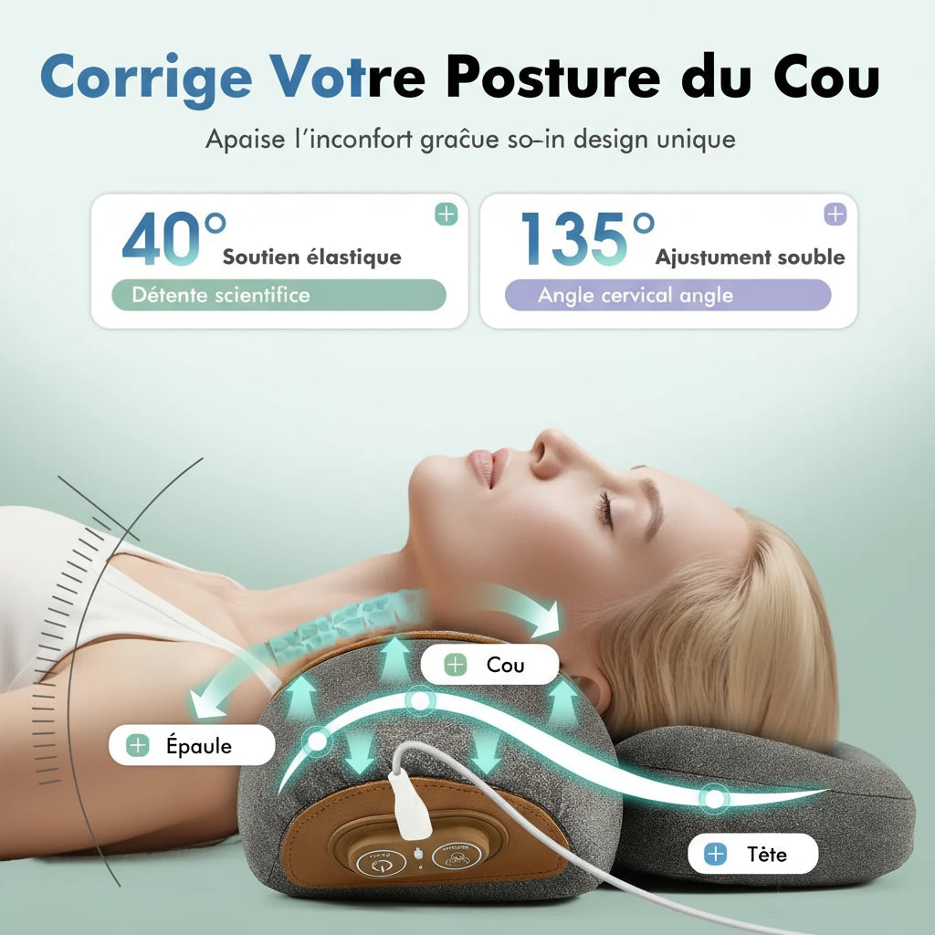 Sérénis RelaxTherm – Coussin de Massage Cervical Chauffant USB