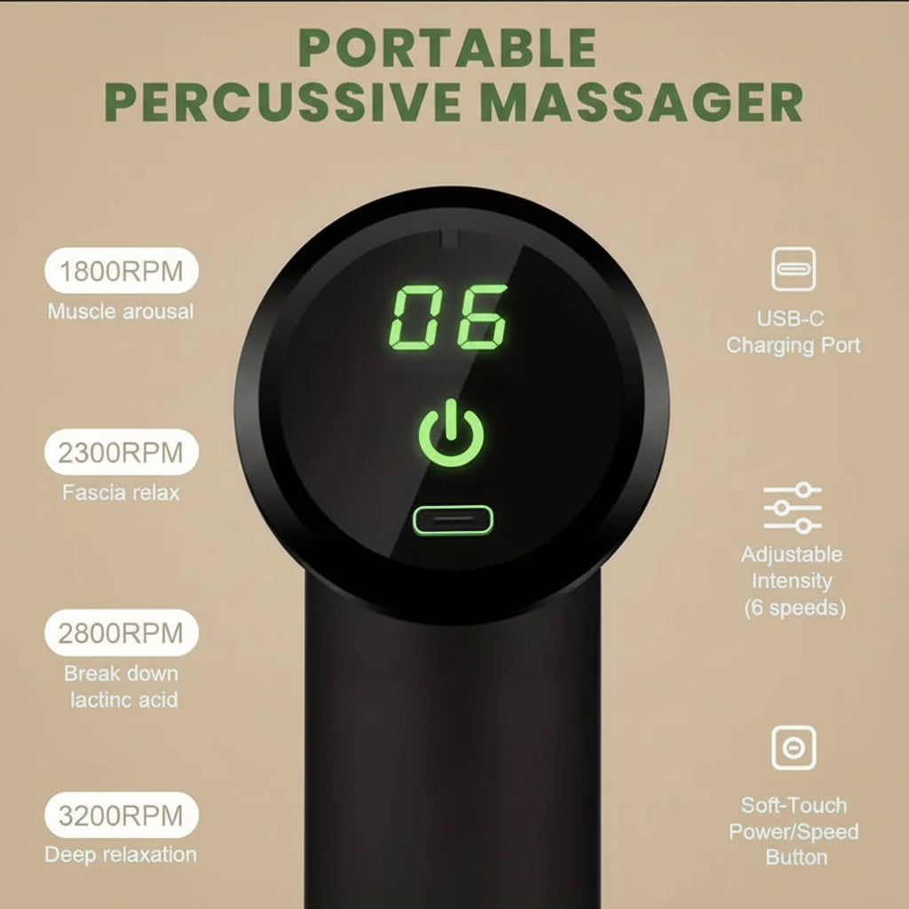 Mini Masseur Percussif Sérénis PulseGun | Massage Profond & Récupération Musculaire -Soulagement Instantané